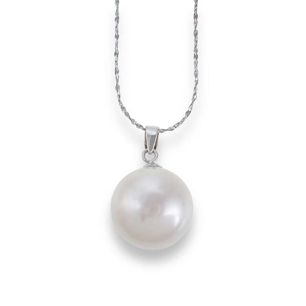 PENDANT ONLY Vintage Sterling Silver 925 13mm White Imitation Pearl Pendant